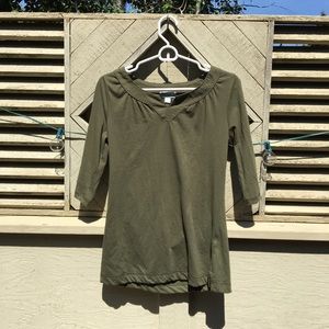 Dark army green 3/4 length sleeved blouse